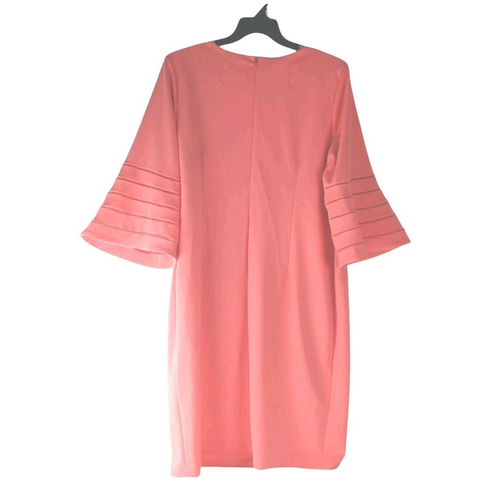 Calvin Klein Womens Shift Dress Coral Midi Vneck Stretch Lined Casual sz 20W/2X - Picture 2 of 12
